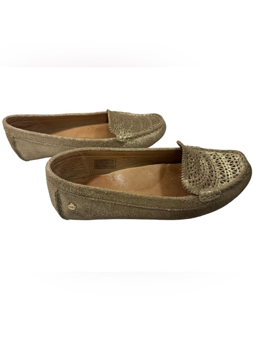 UGG Clair Metallic Driving Shoe Loafer Womens Sz6.5 Cut Out Slip On Flats